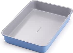 LeGourmet Nonstick Rectangle Baking Pan 9x13 Inch, Ceramic Coating, Non-Toxic, Rust Resistant Aluminized Steel, Perfect Baking Dish for Brownie Cake, Roasting, Lasagna - Cyan