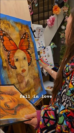 My current work in progress: Papillon is getting her butterfly 🦋 wings. Mixed Media acrylic and oil