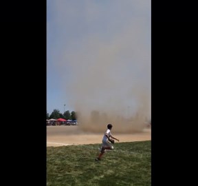 Dust Devil Takes Over Baseball Field