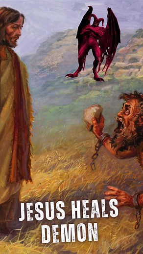 Jesus Heals a Demoniac Man😈MARK 5[1-20]#jesus #christ #christian #christianity #demon #demoniac #repent #pray #faith #bible #biblemystic #shorts #reels | BibleMystic