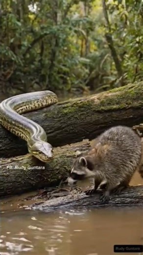 "Raccoon vs Giant Snake 🐍😱 | Shocking Wildlife Encounter in Jungle | Real Nature Fight 4K"#animals
