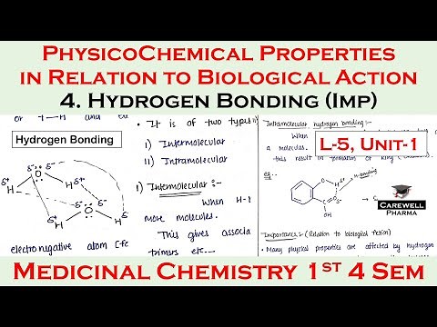 Hydrogen Bonding (Imp) | physicochemical properties (P-3) | L-5, U-1 | Medicinal Chem 1