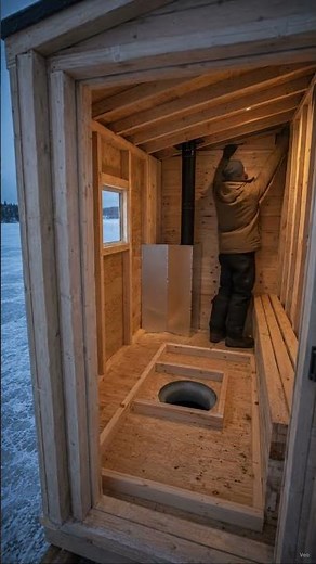 I Built a Tiny Ice Fishing Hut on a Frozen Lake