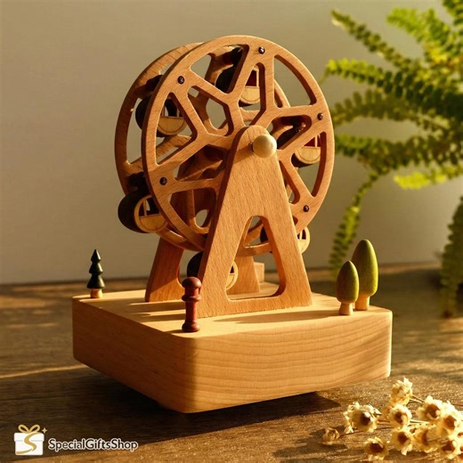 Wooden Ferris Wheel Music Box | Beech Wood Wind up Keepsake | Rotating Wheel | “castle in the Sky” Tune | Nursery Decor | Gift - Etsy UK
