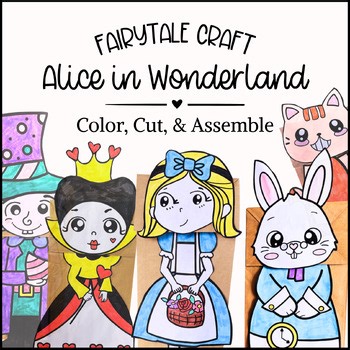 Alice in Wonderland Puppet Craft - White Rabbit, Cheshire Cat, & Mad Hatter