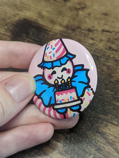 Birthday Cake Clown Button Pin - Etsy