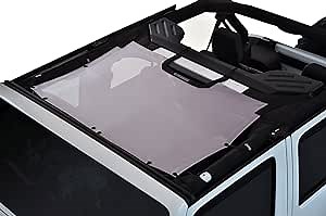 SPIDERWEBSHADE Original JK or JK 4-Door Half Sunshade Top (2007-2017) Compatible with Jeep Wrangler JK 2-Door or JKU Rubicon Sahara Sport All Trims - Airbag Safe - USA Made - 10 Year Warranty (Grey)