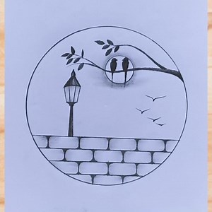 Beautiful scenery drawing in circle #shrorts #circledrawing #scenery #pencildrawing #howtodraw #art