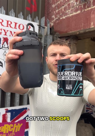 Overdrive pre-workout for a big session down at warrior gym #preworkout #energydrink #overdrive #davetrains #foryou