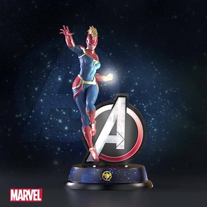 Deliver cosmic justice with Captain Marvel! The Avengers logo and her fist is ablaze with LEDs. Shop Now! https://bit.ly/2LbOQt2 | The Bradford Exchange