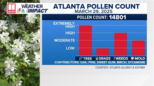 Record breaking pollen count reported in Atlanta today