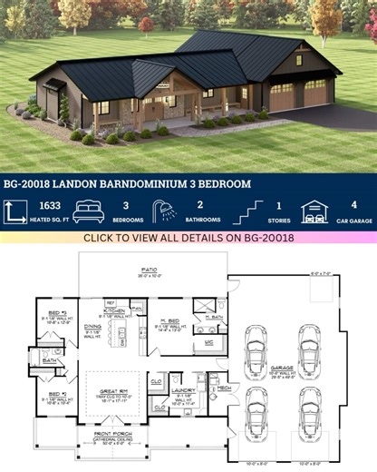 9.6K views · 46 reactions | The genius of barndominium design: simplicity meets unmatched strength See plan here -> https://www.barndominiumlife.com/barndominium-plans/bg-20018/ | Barndominium Plans | Facebook