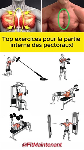 Top exercices pour la partie interne des pectoraux 🔥🔥 #musculation #pectoraux #pectorauxinternes