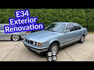Dialing in the Blue E34's Exterior | PDR, Trim Restoring, Headlight Upgrades, and More!