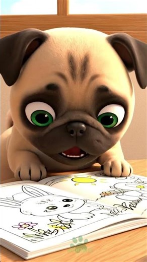 Pug tries coloring for the first time!