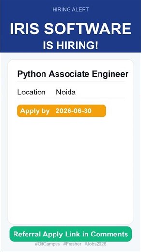 IRIS Software | Python – Associate Engineer | Off Campus 2026 | Apply Now | Noida