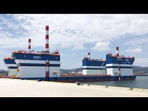 洋上発電に追い風 風車を浮力で起立 沈む専用船