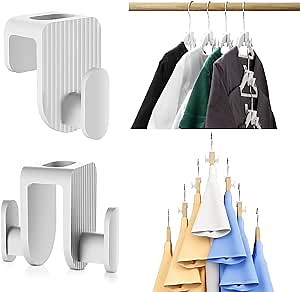 Double Sided Hanger Hooks Space Saver - 20 PCS Clothes Hanger Connector Hooks - Premium Cascading Hooks Extender Clips, Heavy Duty Space Saving for Closet White