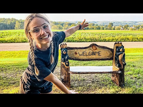 Chainsaw Carving Bear Bench - Start to Finish