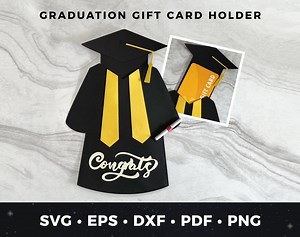 Graduation Gift Card Holder, DIY Graduation Card, Cap and Gown Svg, Graduation SVG, Graduation Cut File, Cricut Project, DIY Grad Card, Grad - Etsy