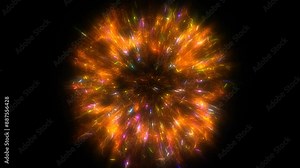 Abstract fire particles explosion on black background 4k footage, Colorful particles moving footage, titles animation footage Stock Video