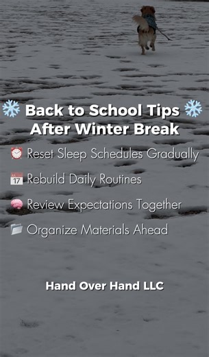 ❄️ 𝗕𝗮𝗰𝗸 𝘁𝗼 𝗦𝗰𝗵𝗼𝗼𝗹 𝗔𝗳𝘁𝗲𝗿 𝗪𝗶𝗻𝘁𝗲𝗿 𝗕𝗿𝗲𝗮𝗸 ❄️ Returning to school routines after a break can feel overwhelming for many students, especially those with executive functioning or anxiety challenges. A slow, intentional reset can make all the difference. Try focusing on: ⏰ sleep schedules 📅 predictable routines 🧠 clear expectations 📂 organized materials At 𝗛𝗮𝗻𝗱 𝗢𝘃𝗲𝗿 𝗛𝗮𝗻𝗱 𝗟𝗟𝗖, we support students through transitions with structure, compassion, and individualiz