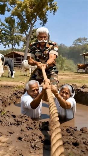 Senior Indian Soldier Saves Old Couple and Builds a Golden Train #shorts #ai #army #save #rescue