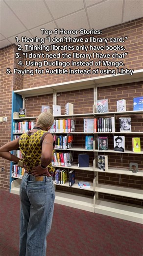 My top five horror stories as a librarian 😂 Did you know your library card can give you access to free audiobooks, movies, language learning programs, and so much more??#littlemxlibrarian #letstalklibraries #librariansoftiktok