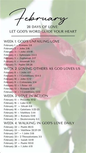February Bible Reading Plan, and what better way to reflect on it than through God’s Word?