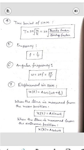 Chapter -13 Oscillations class -XI physics Formulas