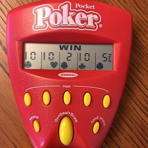 Radica 2001 Pocket Poker Handheld Electronic Game Red