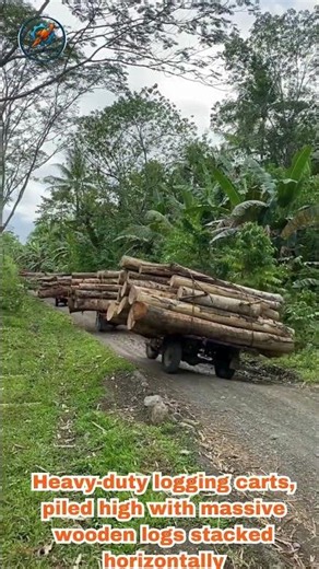 HEAVY TIMBER TRANSPORT! Loaded Logging Carts Balancing On Rough Terrain