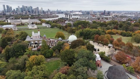Greenwich, UK: Drone views of the world's prime meridian line