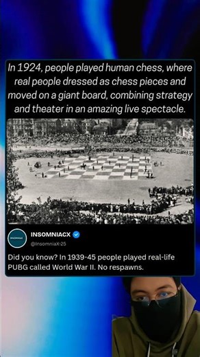 In 1924, people played human chess, where real people dressed as chess pieces and moved on a board.