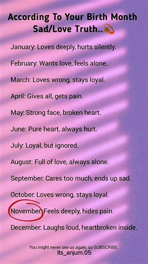 Sad Love Truth 💔 | Birth Month Reality 😌