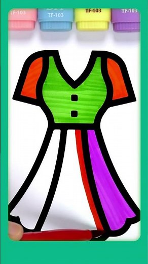 Dress Coloring Page for Kids 👗 Easy Coloring for Toddlers & Preschool | Learn Colors #shorts