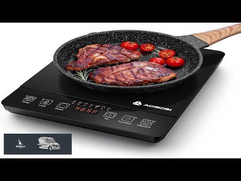 Portable Induction Cooktop 20 Temperature & Power Levels 1800W Single Burner Electric