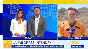 A wildfire is burning through acres of land north of Los Angeles, with thousands of residents under evacuation orders. #9News | 9 News