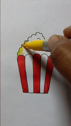 How to draw popcorn 🍿 step by step in easy way #drawing #youtubeshorts