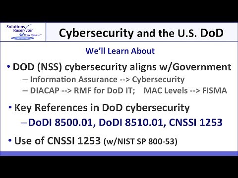 Part 3: Cybersecurity and DoD: DoDI 8500.01/8510.01, CNSSI 1253