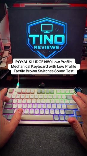 ROYAL KLUDGE N80 Low Profile Mechanical Keyboard with Low Profile Tactile Brown Switches Sound Test