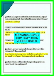 NRF Customer service exam study guide, Complete solutions video