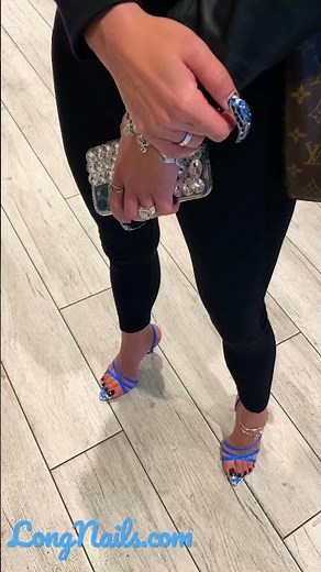 Strappy high heel sandals - long nails & long toenails