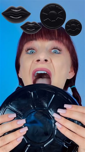 ASMR Lilibu on Instagram: "Black Food ASMR Eating Jelly Lips, Giant Gummy Oreo #asmr #mukbang"