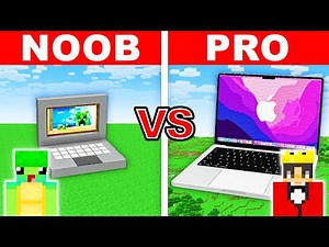 NOOB vs PRO: WORKING LAPTOP House Build Challenge in Minecraft