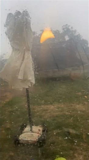 Trampoline Blown Away In Extreme Hail Storm