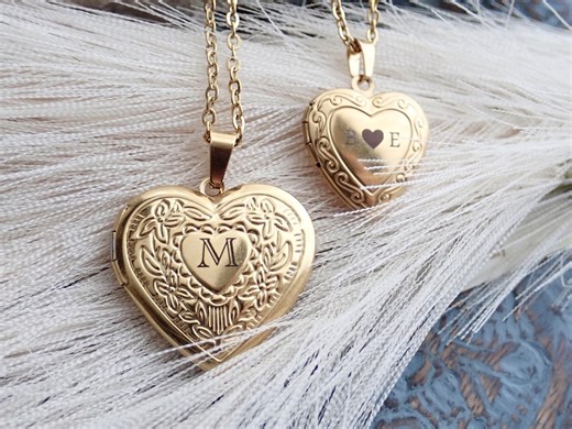 Heart Locket Necklace Engraved Initial Locket Necklace,customized Personalized Jewelry, No Tarnish Necklace, Girlfriend Gift,locket Jewelry - Etsy