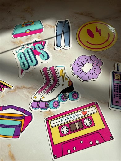 80s Retro Sticker Pack | Die Cut Waterproof Vinyl Stickers | Holographic Matte or Glossy | 80s Nostalgia Sticker Bundle | 18 Stickers - Etsy