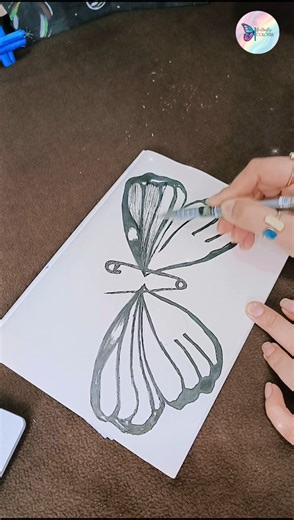 Satisfying Butterfly Sketching | Safety Pin Art Concept 🦋✨ #trending #art #shorts