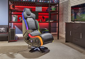 3 comments | This Evo Elite 4.1 RGB Gaming Chair by X Rocker is sure to make your gaming sessions light up! This pedestal chair features a 4.1 headrest and seat mounted audio system with a backrest mounted subwoofer, and 30 programmed lighting modes! . #xrocker #gaming #RGB | Bluemouth Interactive | Facebook